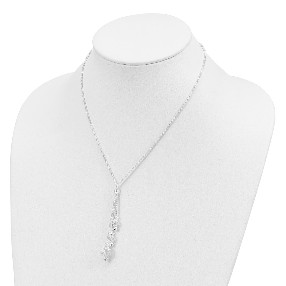 Sterling Silver Beaded Necklace (QG3795-18)