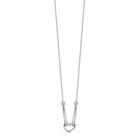 Sterling Silver Rhodium-plated Heart and Beads Necklace with Box Chain, 18" view 2