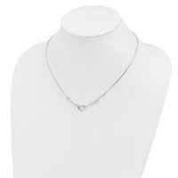 Sterling Silver Rhodium-plated Heart and Beads Necklace with Box Chain, 18" view 4