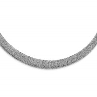 Sterling Silver Rhodium-plated Fancy Domed Necklace view 1