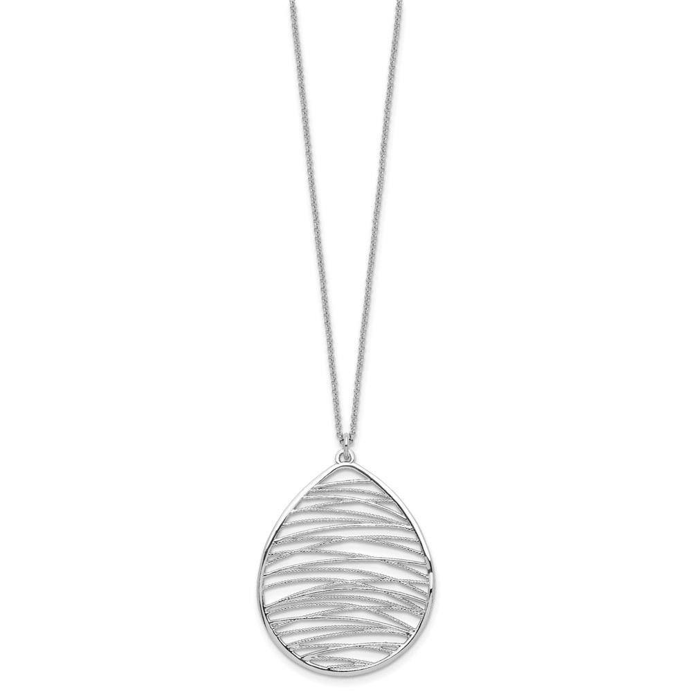 Sterling Silver Rhodium-plated Polished w/ 1.75in Ext. Necklace (QG3864-16.5)