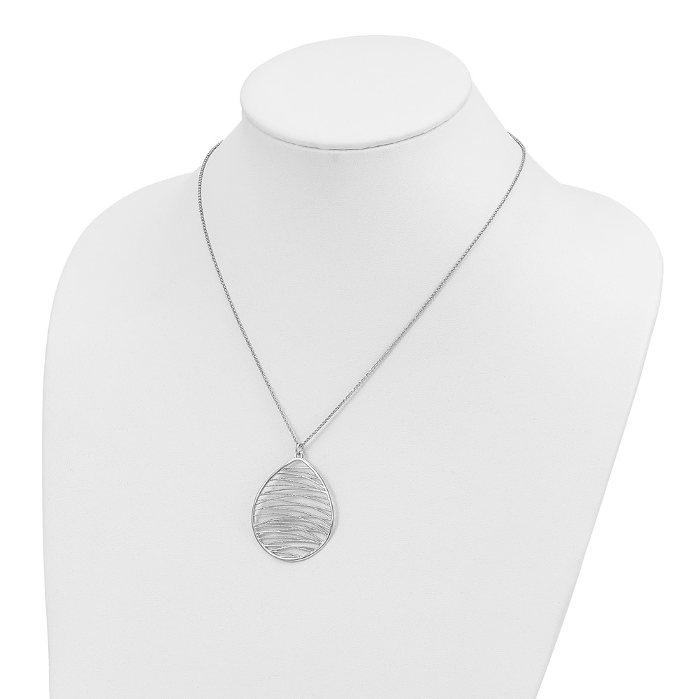 Sterling Silver Rhodium-plated Polished w/ 1.75in Ext. Necklace (QG3864-16.5)