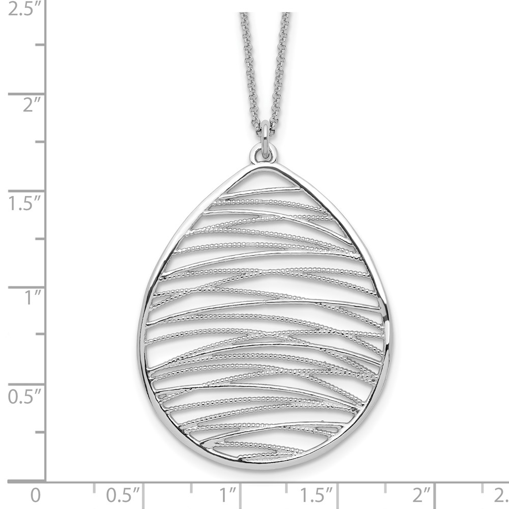 Sterling Silver Rhodium-plated Polished w/ 1.75in Ext. Necklace (QG3864-16.5)