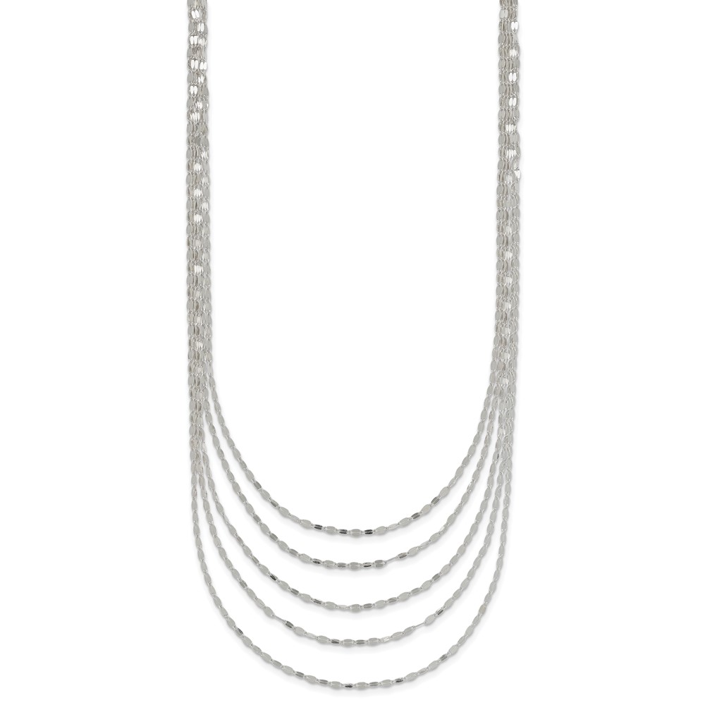 Sterling Silver 5 Strand Fancy Flat Link Necklace (QG3870-17)