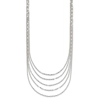 Sterling Silver Polished 5-Strand Fancy Flat Link Necklace, 17" view 2