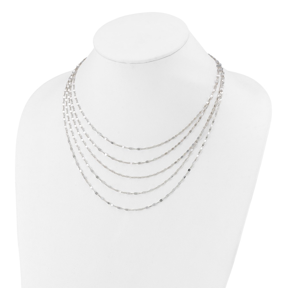 Sterling Silver 5 Strand Fancy Flat Link Necklace (QG3870-17)