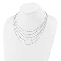 Sterling Silver Polished 5-Strand Fancy Flat Link Necklace, 17" view 4
