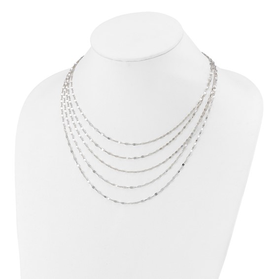 Sterling Silver 5 Strand Fancy Flat Link Necklace
