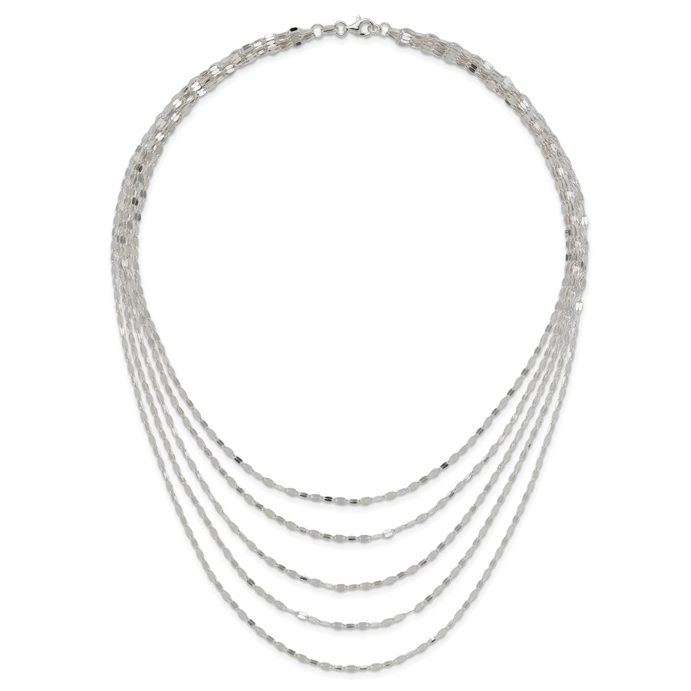 Sterling Silver 5 Strand Fancy Flat Link Necklace (QG3870-17)