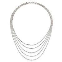 Sterling Silver Polished 5-Strand Fancy Flat Link Necklace, 17" view 5