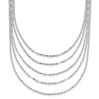 Sterling Silver Polished 5-Strand Fancy Flat Link Necklace, 17" view 1