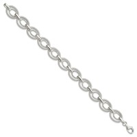 Sterling Silver Polished and Textured Double Oval Link Bracelet, 8" view 2