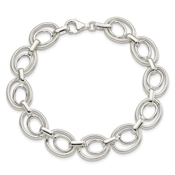 Sterling Silver Polished And Textured Link Bracelet