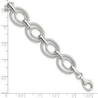 Sterling Silver Polished and Textured Double Oval Link Bracelet, 8" view 3