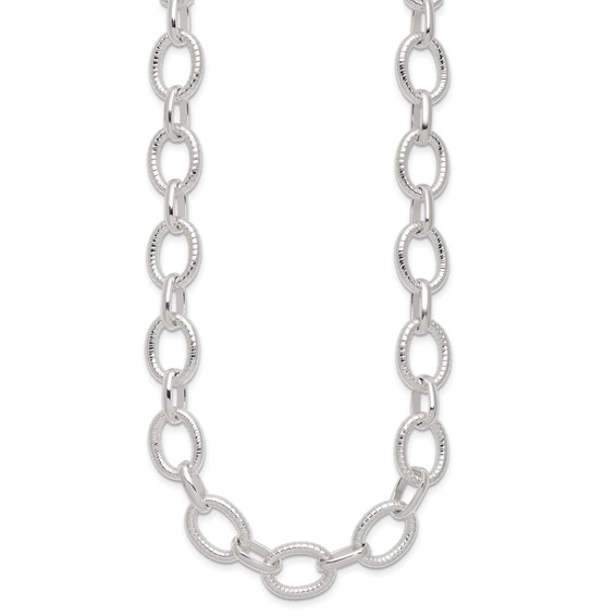 Sterling Silver Polished Fancy Link Necklace
