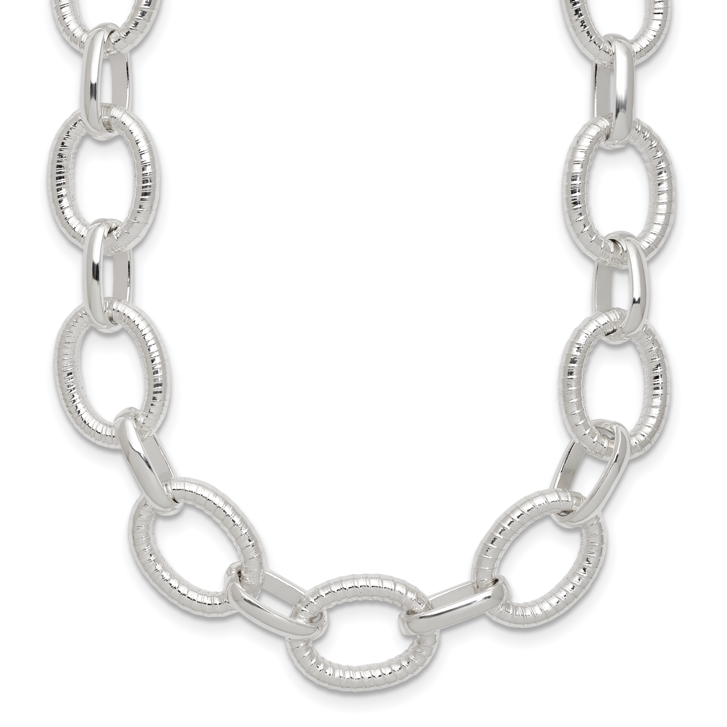 Sterling Silver Polished Fancy Link Necklace (QG3892-18)