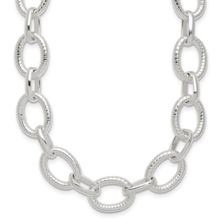 Sterling Silver Polished Fancy Link Necklace