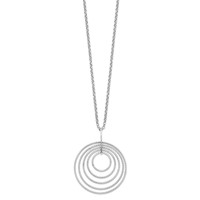 Sterling Silver Rhodium-plated Diamond-cut Multi-Circles Necklace, 18" view 2