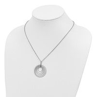 Sterling Silver Rhodium-plated Diamond-cut Multi-Circles Necklace, 18" view 4