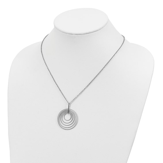 Sterling Silver Rhodium-plated D/C Multi-Circles w/2in ext Necklace