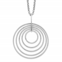 Sterling Silver Rhodium-plated Diamond-cut Multi-Circles Necklace, 18" view 1