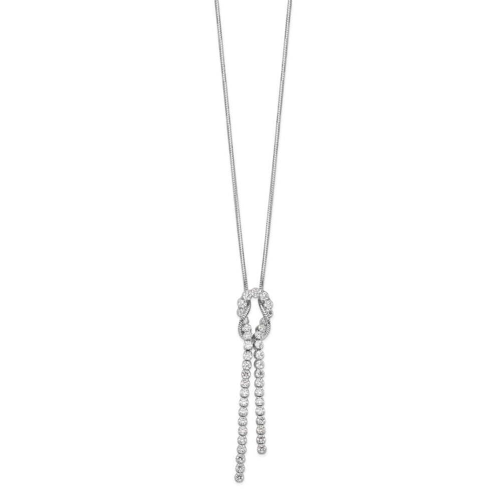Sterling Silver Rhodium-plated CZ Knotted Snake Chain Necklace (QG3898-18)