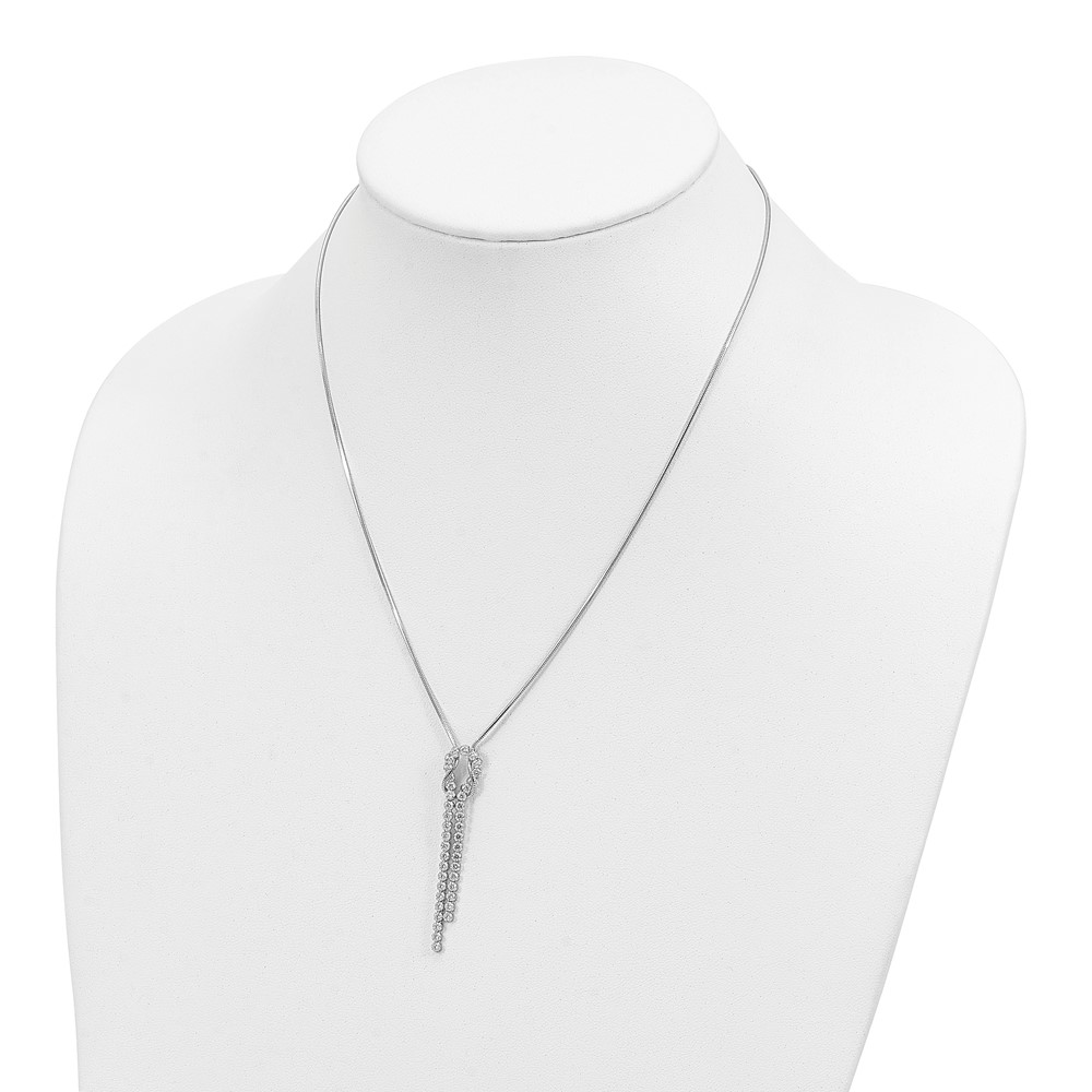 Sterling Silver Rhodium-plated CZ Knotted Snake Chain Necklace (QG3898-18)