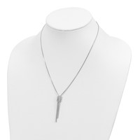 Sterling Silver Rhodium-plated CZ Knotted Snake Chain Lariat Necklace, 18" view 3