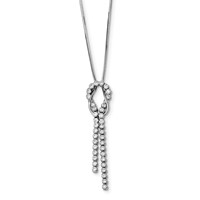 Sterling Silver Rhodium-plated CZ Knotted Snake Chain Lariat Necklace, 18" view 1