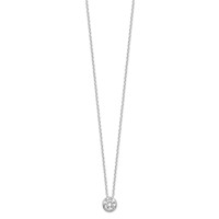 Sterling Silver Rhodium-plated Bezel-set 8mm Round CZ Necklace, 16" view 2