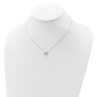 Sterling Silver Rhodium-plated Bezel-set 8mm Round CZ Necklace, 16" view 3