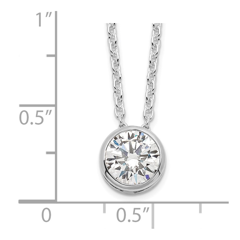 Sterling Silver Rhodium-plated 8mm Bezel CZ Necklace (QG39-16)