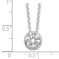 Sterling Silver Rhodium-plated Bezel-set 8mm Round CZ Necklace, 16" view 4