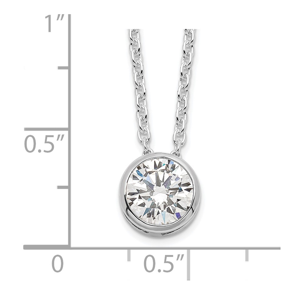 Sterling Silver Rhodium-plated 8mm Bezel CZ Necklace (QG39-18)