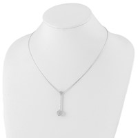 Sterling Silver Rhodium-plated Polished CZ Dangle Necklace view 3