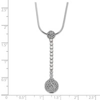 Sterling Silver Rhodium-plated Polished CZ Dangle Necklace view 2