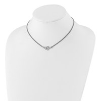 Sterling Silver CZ Star 2 Strand Diamond-cut Necklace with Ext - 2in view 3