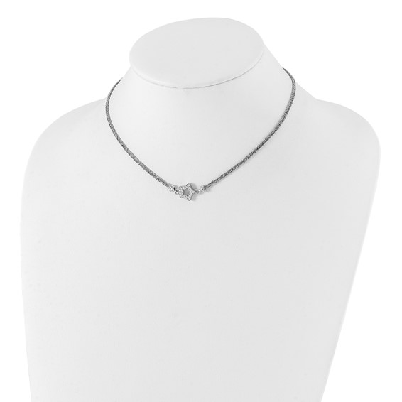 Sterling Silver CZ Star 2 Strand Diamond-cut w/ 2in ext Necklace