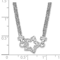Sterling Silver CZ Star 2 Strand Diamond-cut Necklace with Ext - 2in view 2