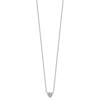 Sterling Silver Rhodium-plated Polished Micro Pave CZ Heart Necklace, 16" view 2