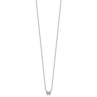 Sterling Silver Rhodium-plated Polished CZ Butterfly Necklace with 2 Inch Extension, 16" view 2