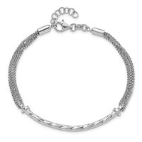 Sterling Silver Polished Twisted Bar Multistrand Bracelet with Ext. - 1in view 4