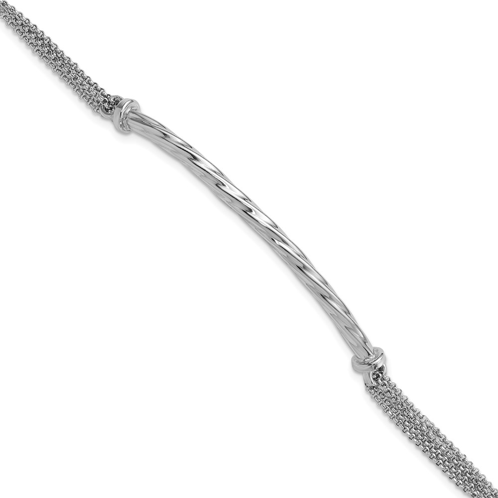 Sterling Silver Polished Twisted Bar Multistrand Bracelet with Ext. - 1in