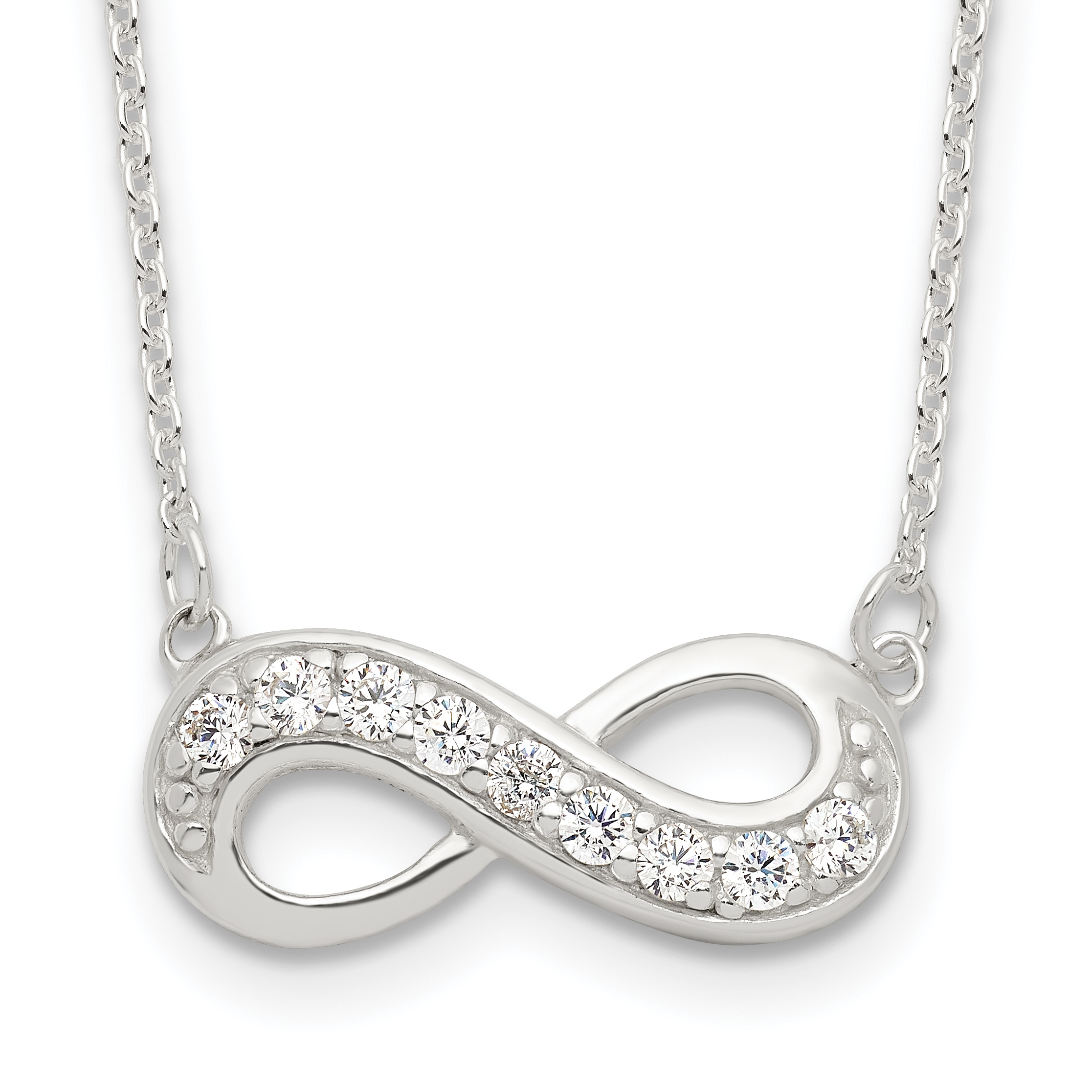 Sterling Silver CZ Infinity Necklace (QG3932-16.5)