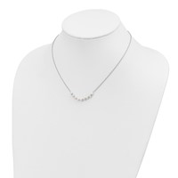 Sterling Silver Polished & Beaded 3-4mm Semi-round Freshwater Cultured Pearl Curved Necklace, 16.5" view 4