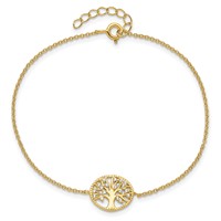 Sterling Silver Polished Gold-plated Tree Bracelet with CZ view 2