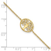 Sterling Silver Polished Gold-plated Tree Bracelet with CZ view 3