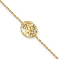 Sterling Silver Polished Gold-plated Tree Bracelet with CZ view 1