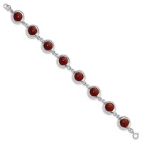 Sterling Silver Polished Round Red Synthetic Coral Bracelet view 2