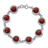 Sterling Silver Polished Round Red Synthetic Coral Bracelet view 4